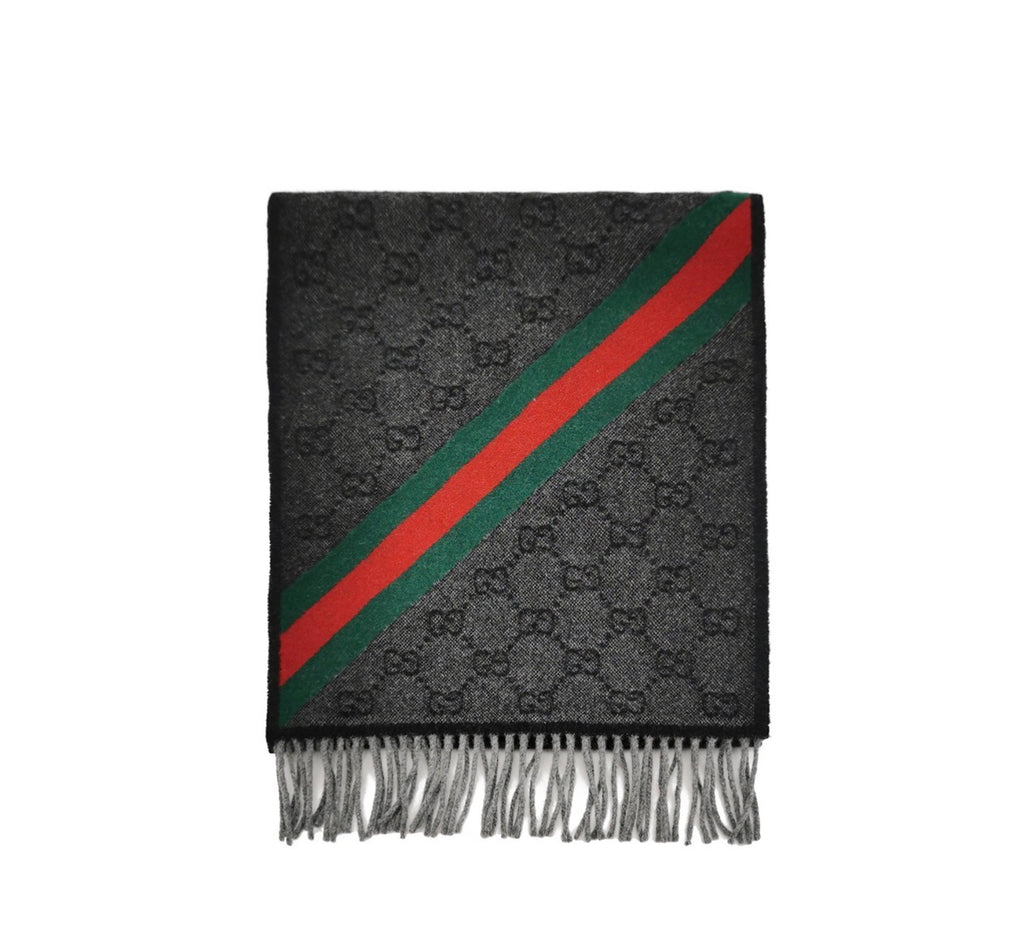 GUCCI GG Wool Alpaca Monogram Web Scarf
