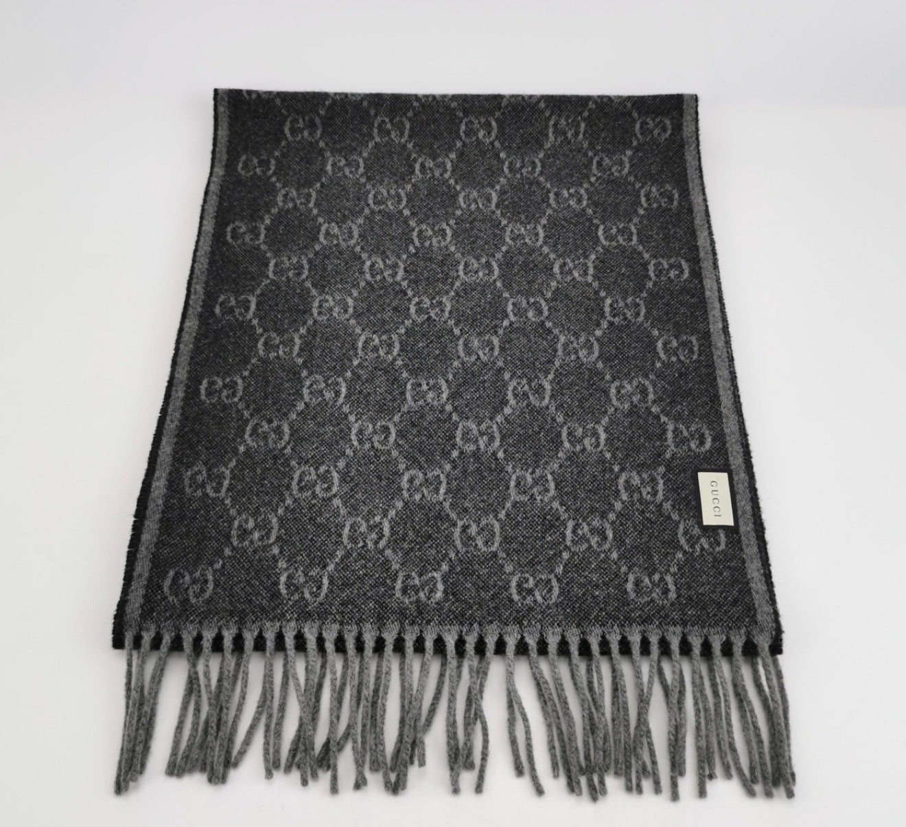 GUCCI GG Wool Alpaca Monogram Web Scarf