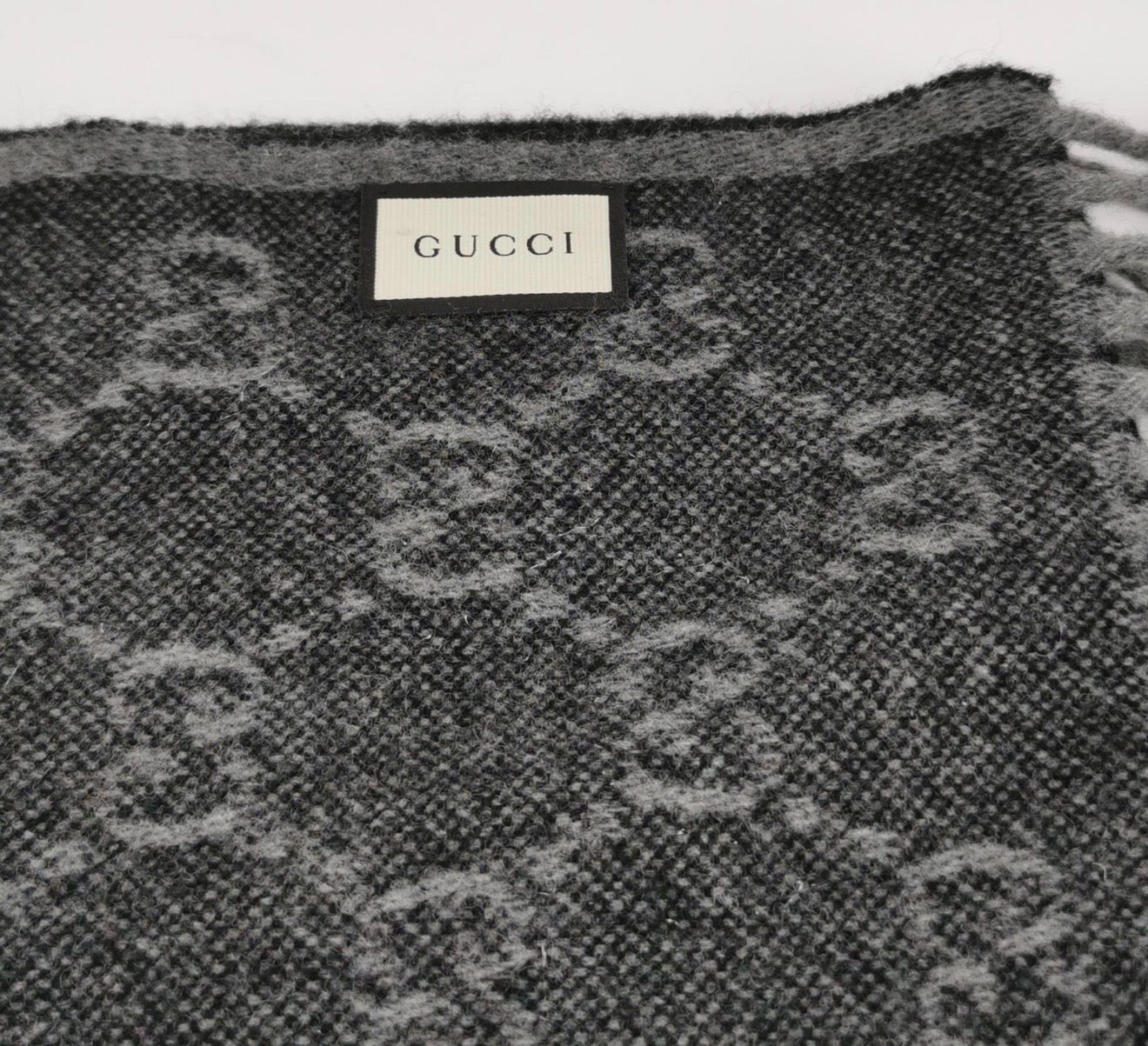 GUCCI GG Wool Alpaca Monogram Web Scarf