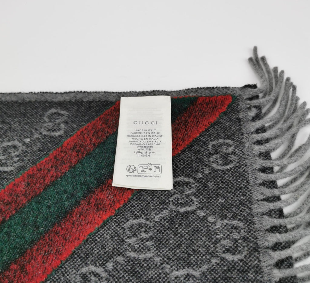 GUCCI GG Wool Alpaca Monogram Web Scarf