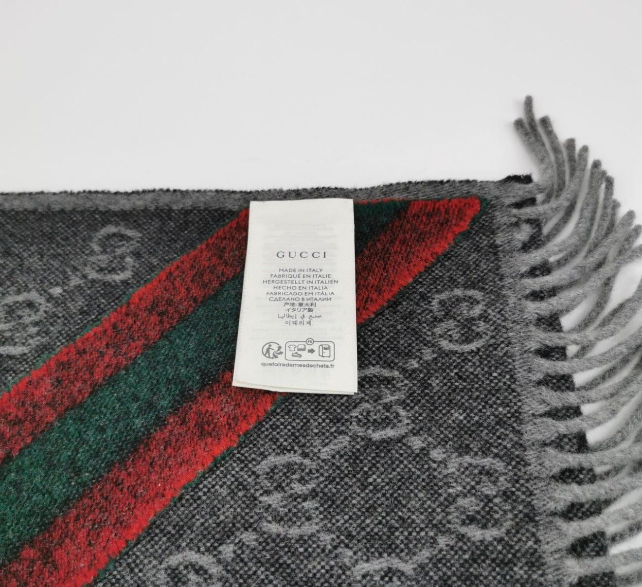GUCCI GG Wool Alpaca Monogram Web Scarf