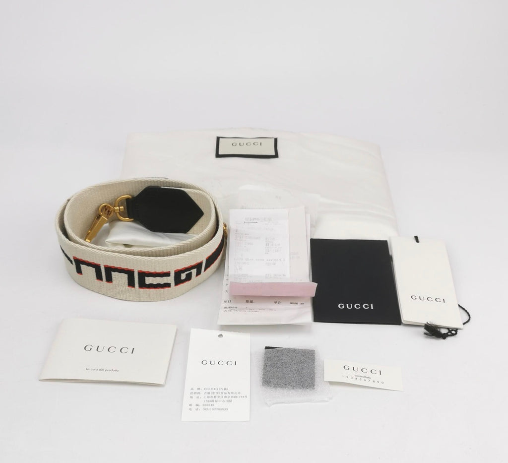 GUCCI Grained Calfskin Web Crystal Butterfly Totem Top Handle Bag