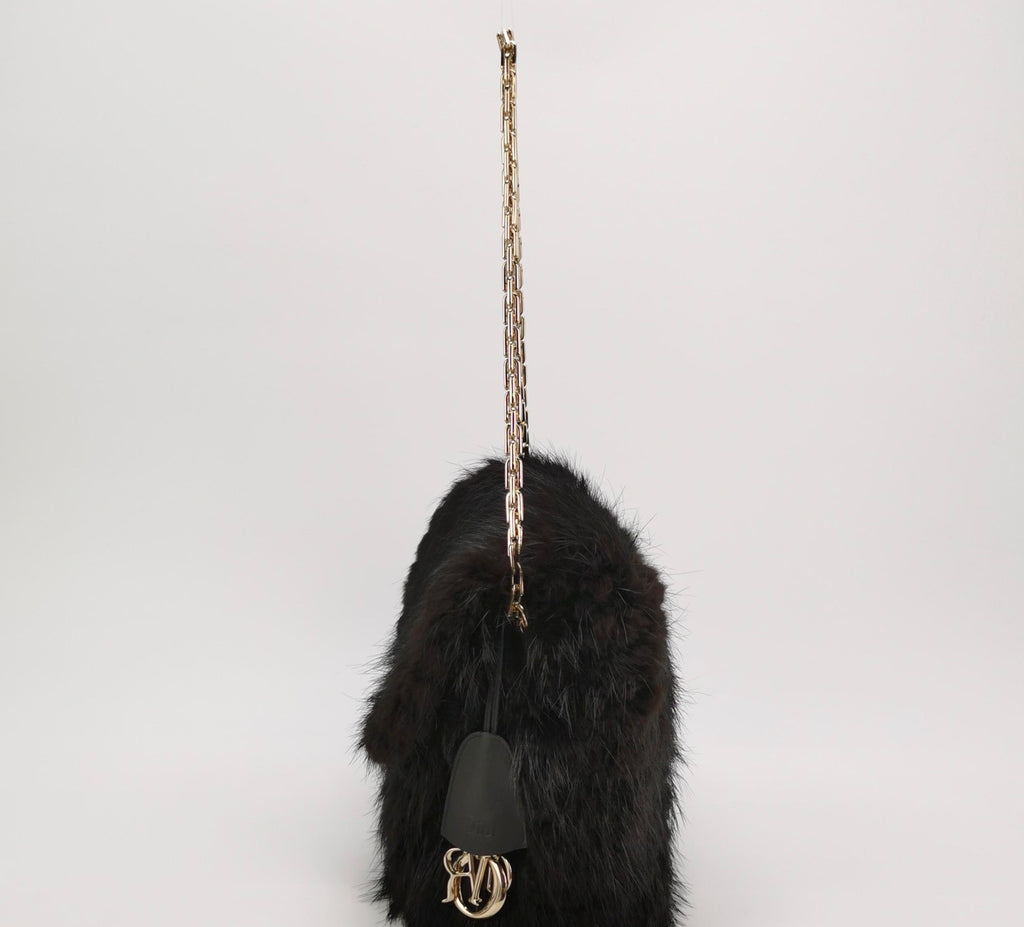 Christian DIOR Faux Fur Shoulder Bag with Chain Strap