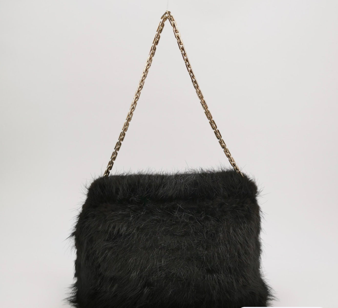 Christian DIOR Faux Fur Shoulder Bag with Chain Strap