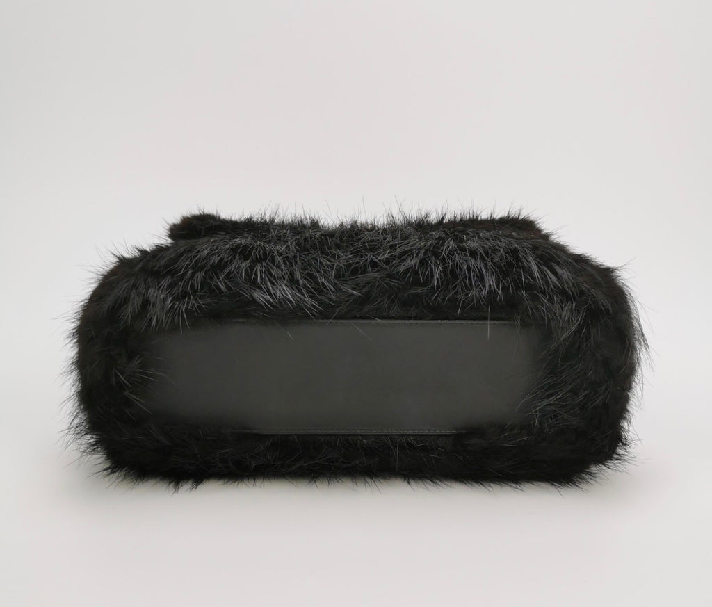 Christian DIOR Faux Fur Shoulder Bag with Chain Strap