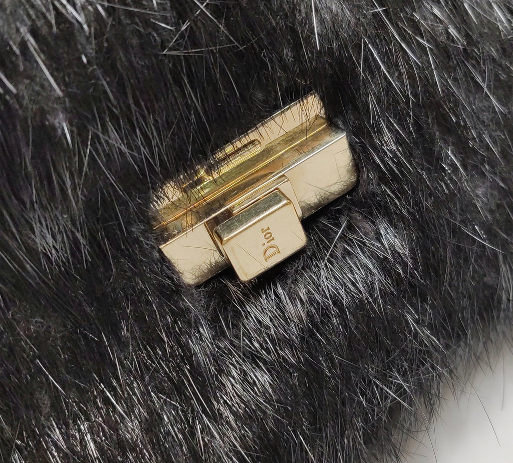 Christian DIOR Faux Fur Shoulder Bag with Chain Strap