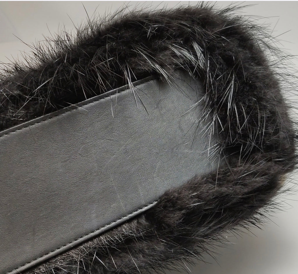 Christian DIOR Faux Fur Shoulder Bag with Chain Strap