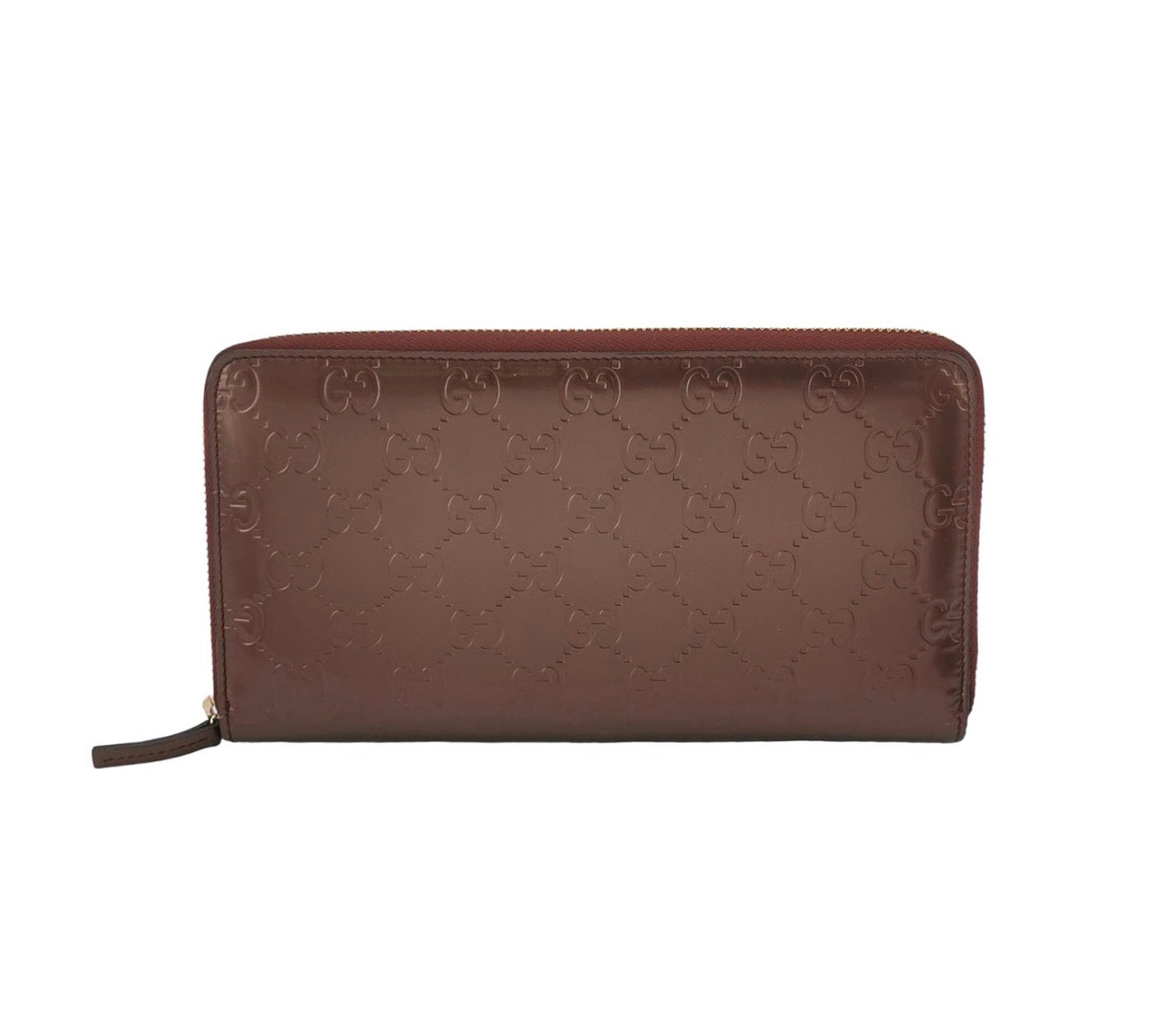 GUCCI Patent Guccissima Zip Around Long Wallet