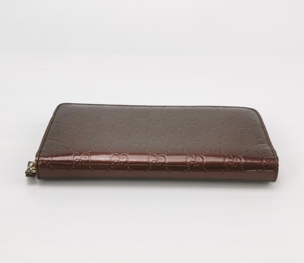 GUCCI Patent Guccissima Zip Around Long Wallet