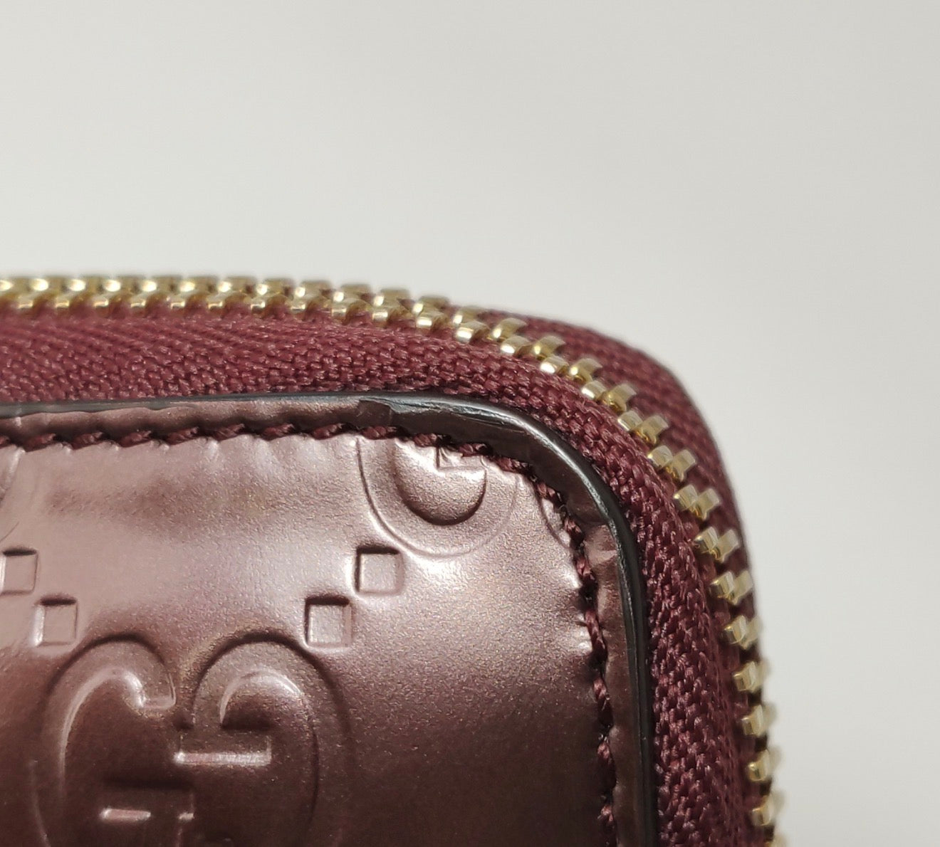 GUCCI Patent Guccissima Zip Around Long Wallet