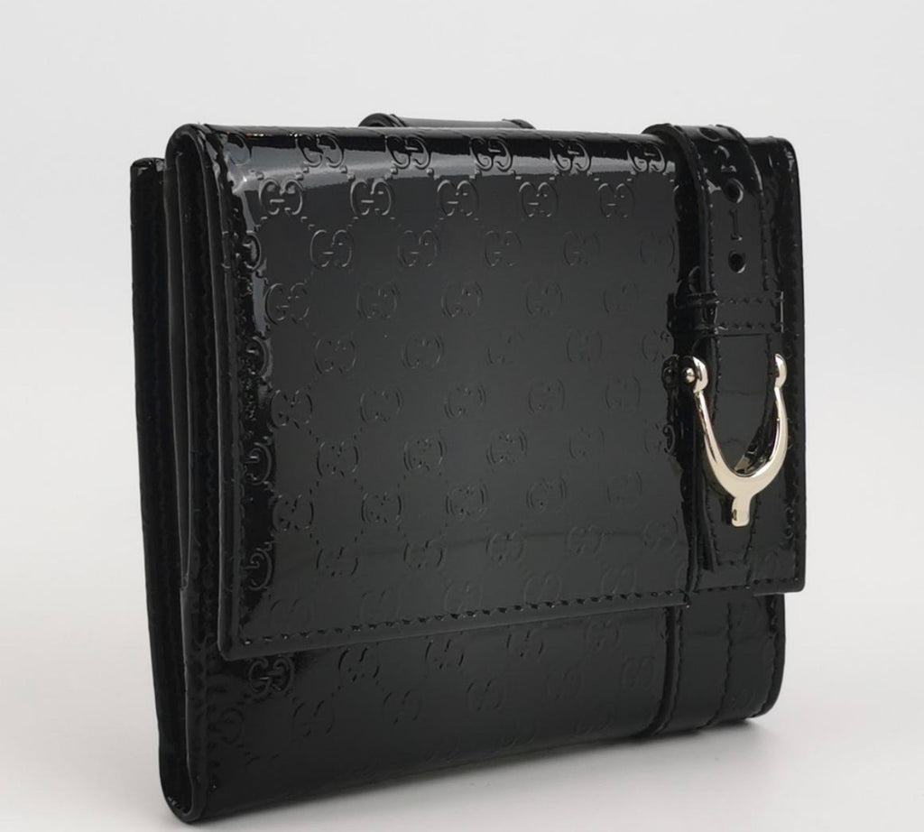 GUCCI Microguccissima Patent Leather Wallet