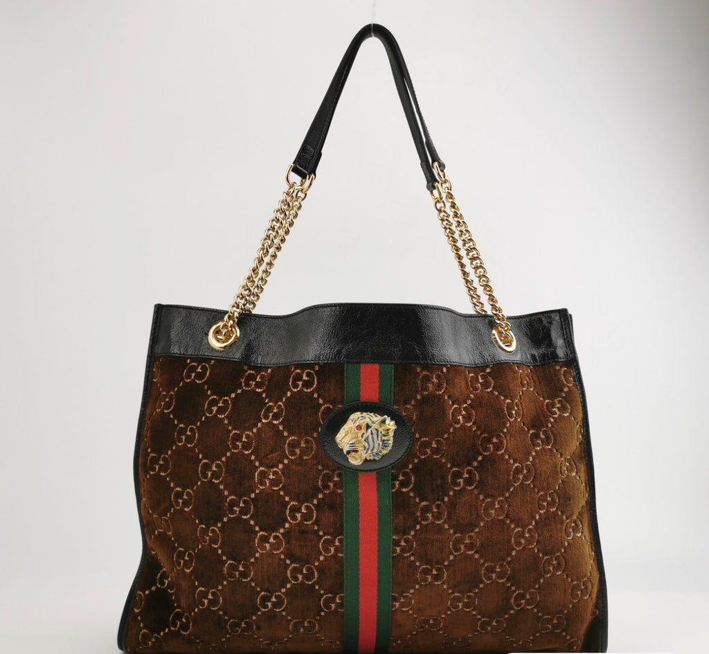GUCCI Rajah GG Large Velvet Tote Handbag