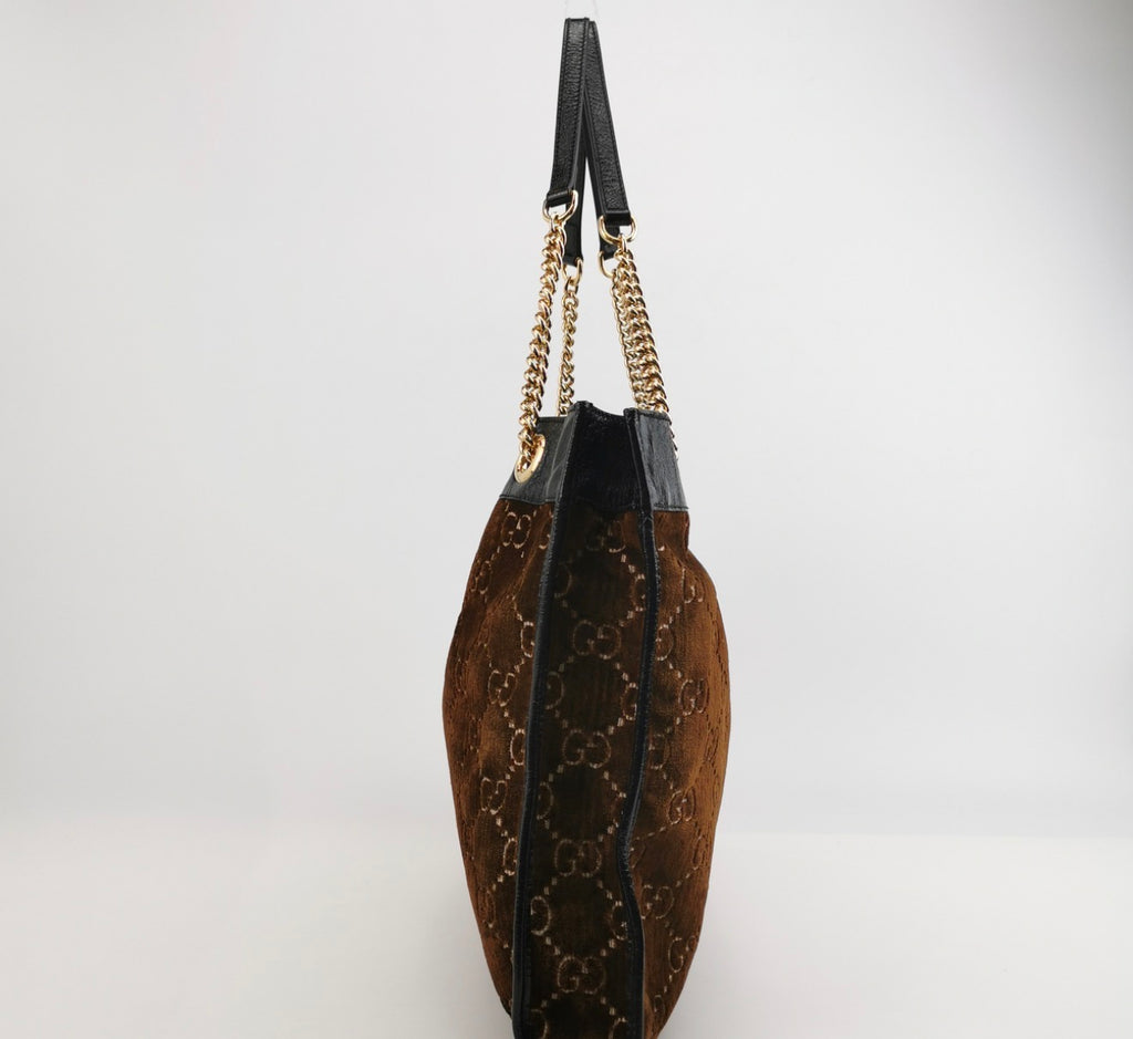 GUCCI Rajah GG Large Velvet Tote Handbag