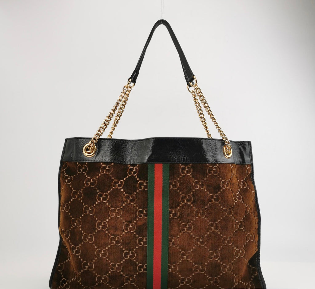 GUCCI Rajah GG Large Velvet Tote Handbag