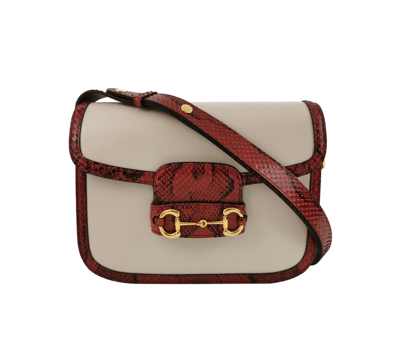 GUCCI Horsebit 1955 Python Trim Shoulder Bag