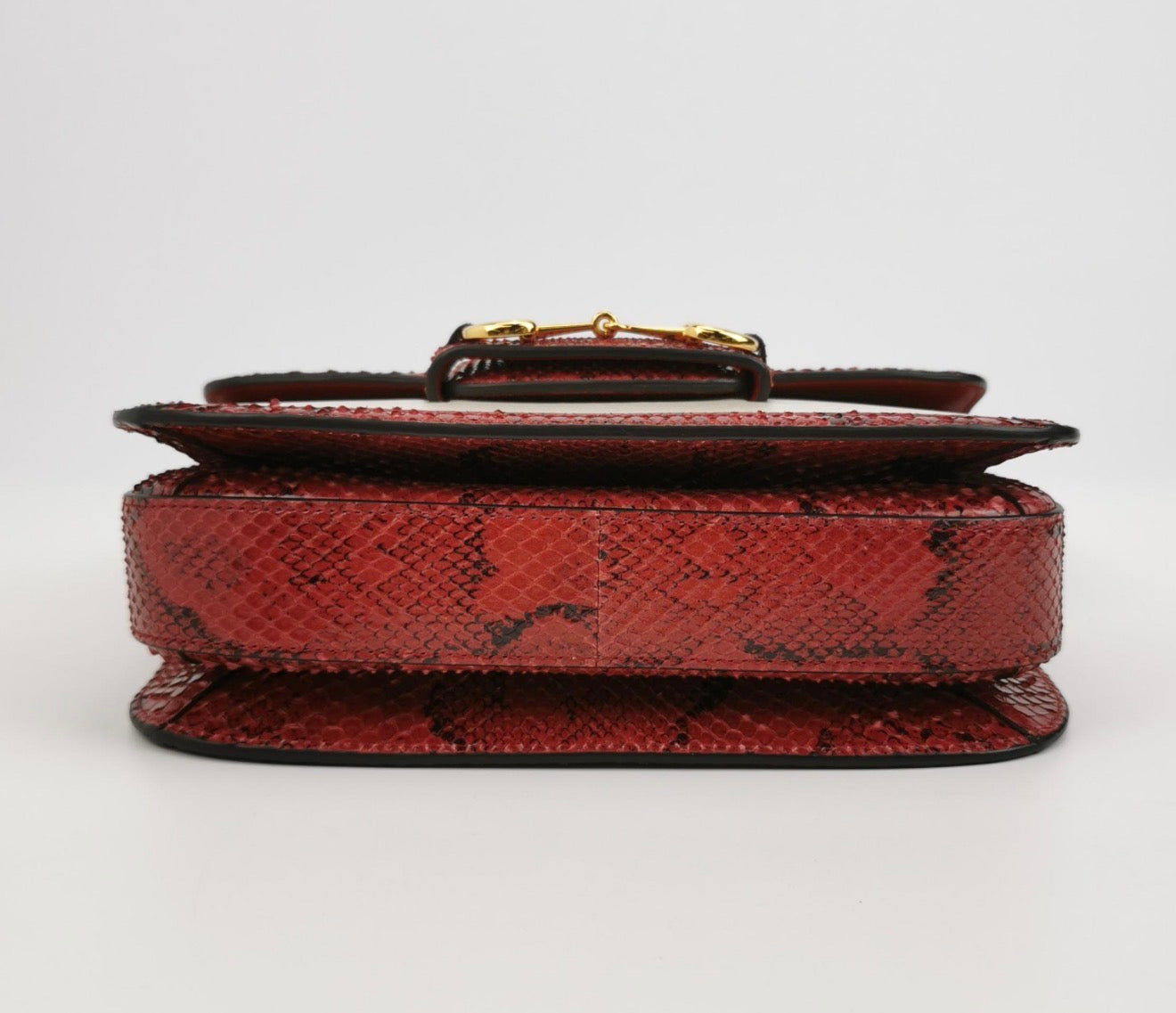 GUCCI Horsebit 1955 Python Trim Shoulder Bag