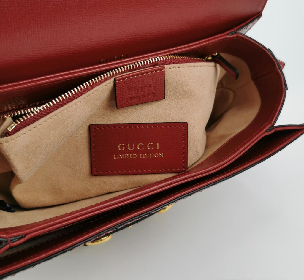 GUCCI Horsebit 1955 Python Trim Shoulder Bag