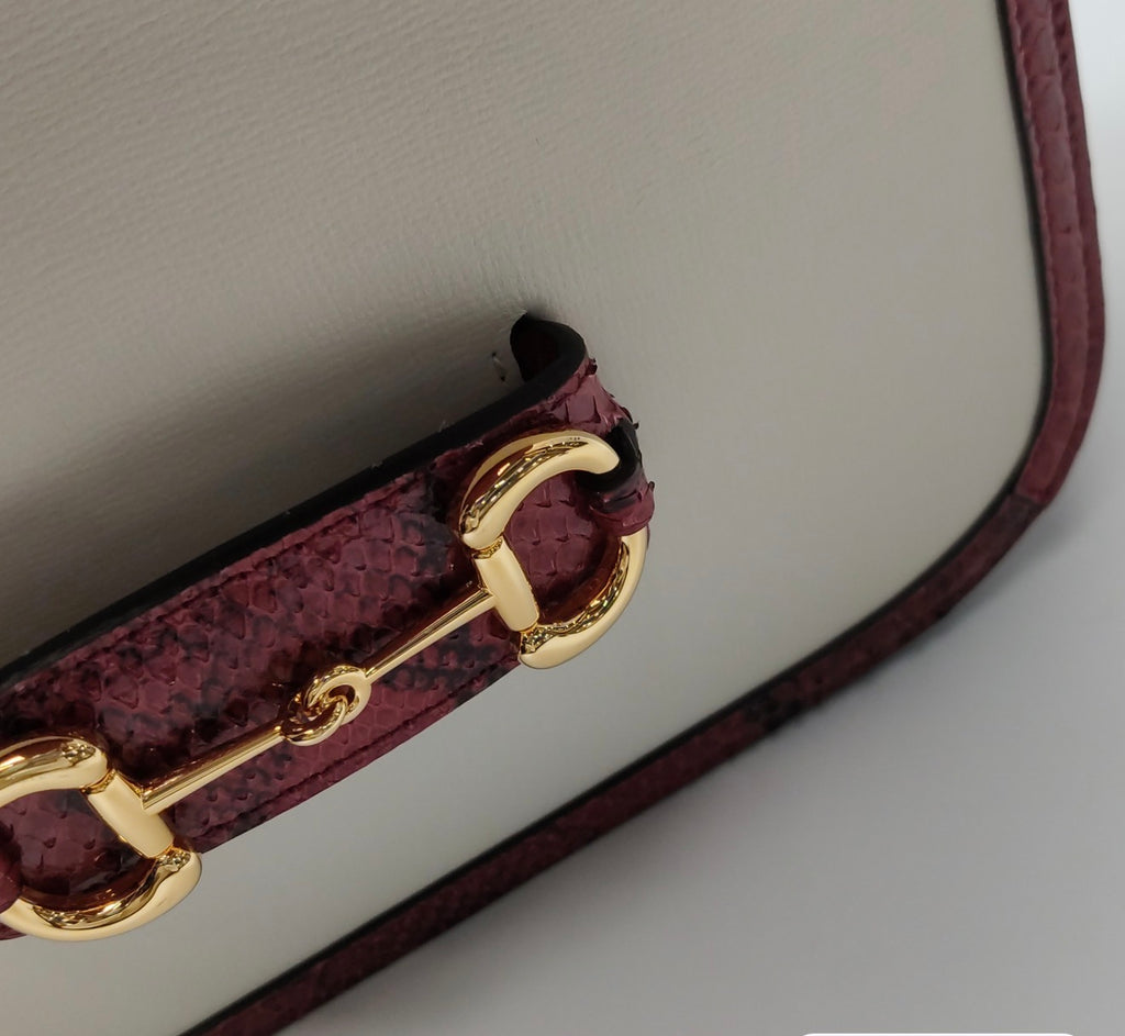 GUCCI Horsebit 1955 Python Trim Shoulder Bag