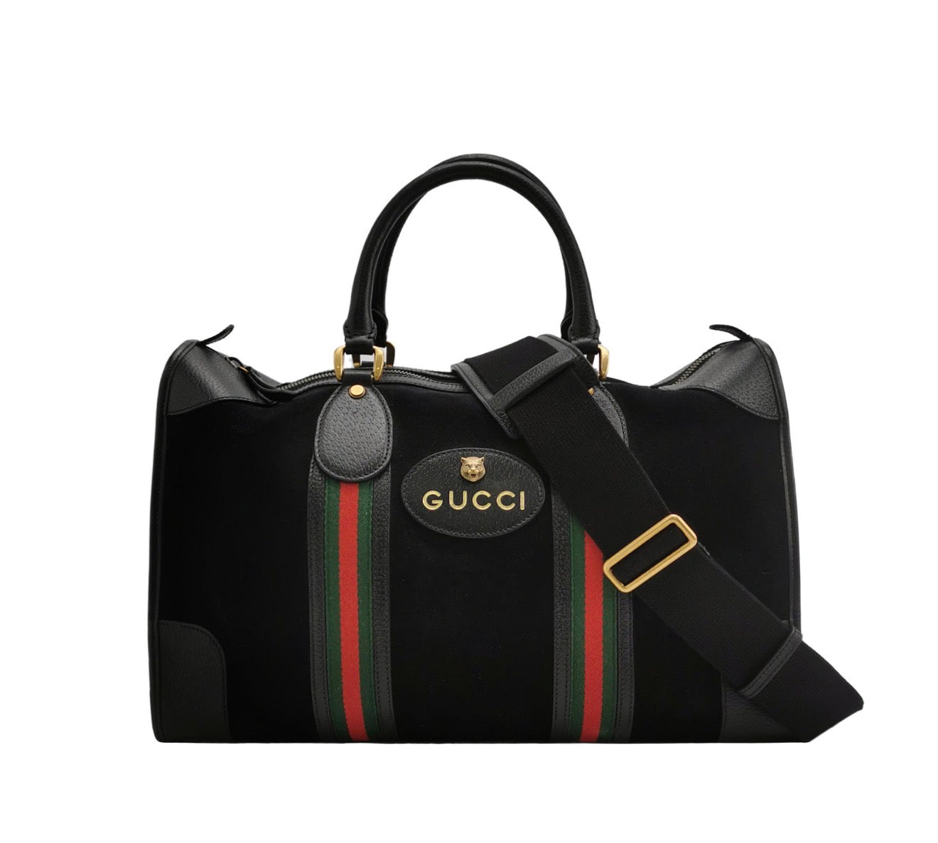 GUCCI Large Suede Neo Web Medium Duffle Bag