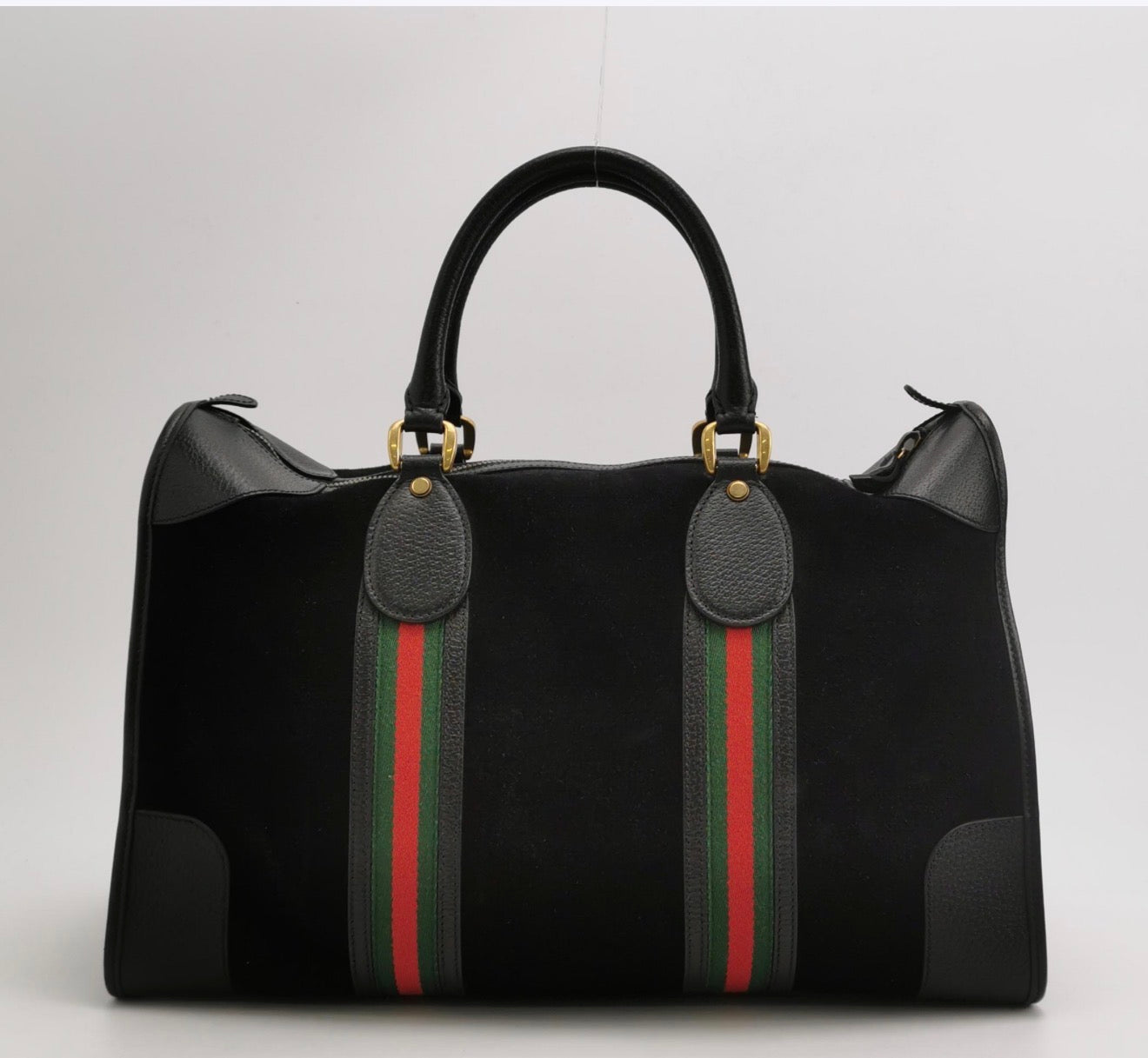 GUCCI Large Suede Neo Web Medium Duffle Bag