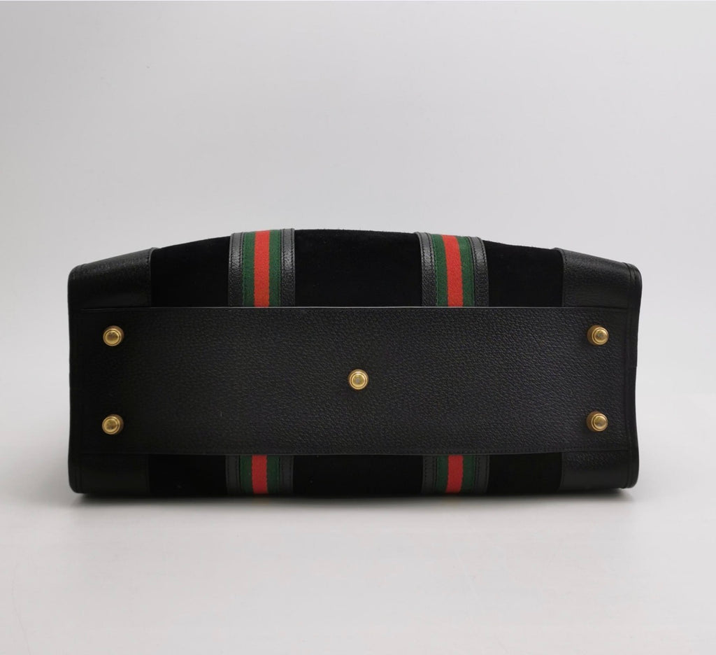 GUCCI Large Suede Neo Web Medium Duffle Bag