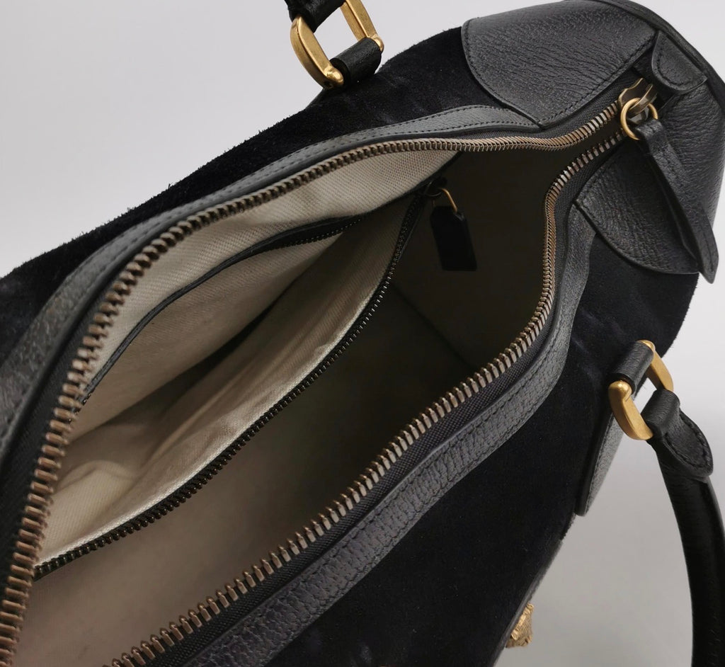 GUCCI Large Suede Neo Web Medium Duffle Bag
