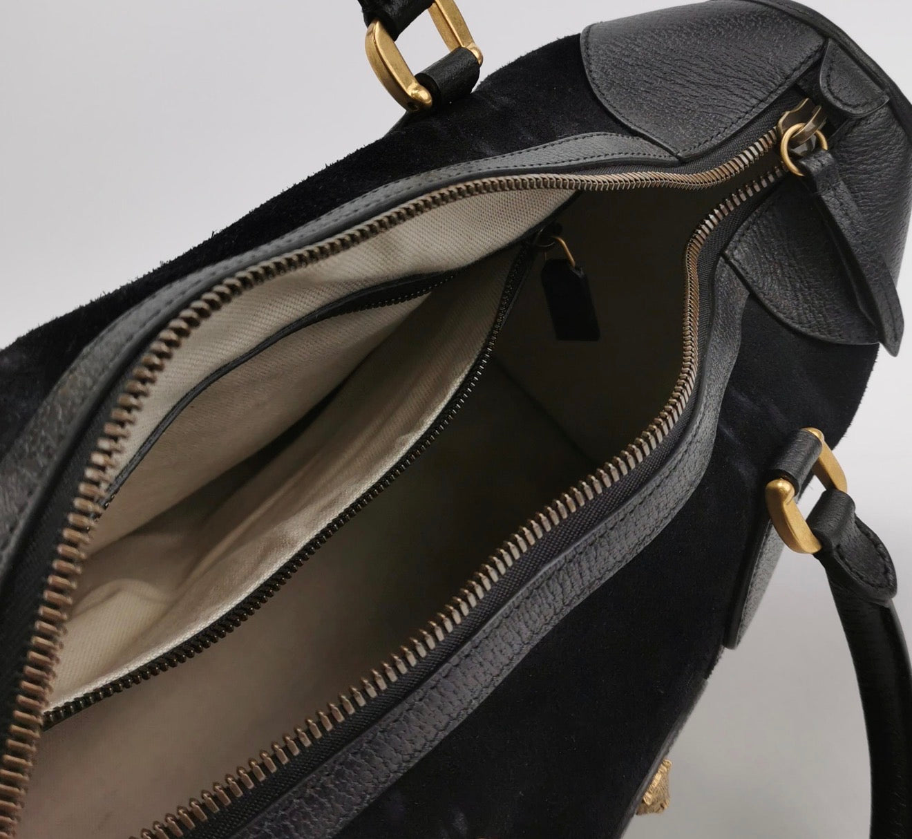 GUCCI Large Suede Neo Web Medium Duffle Bag