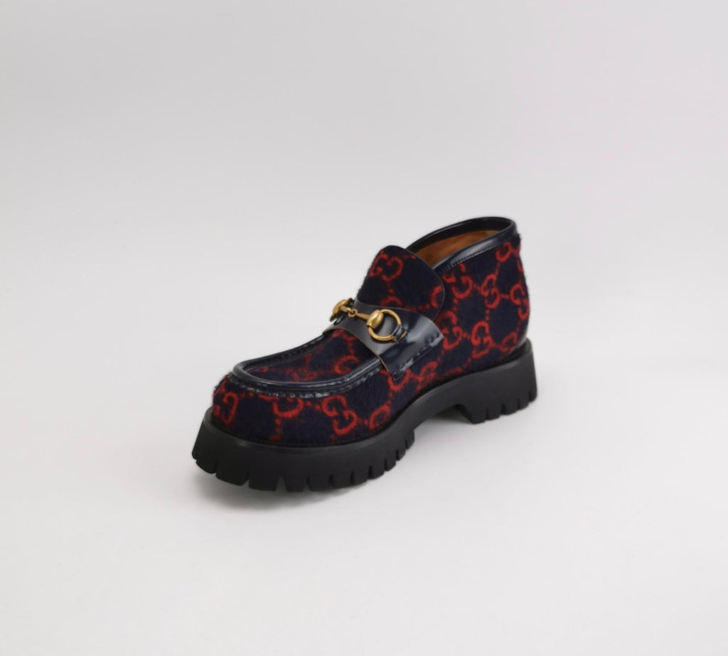 GUCCI 1955 Horsebit and Bee Accent GG Jacquard Shoes