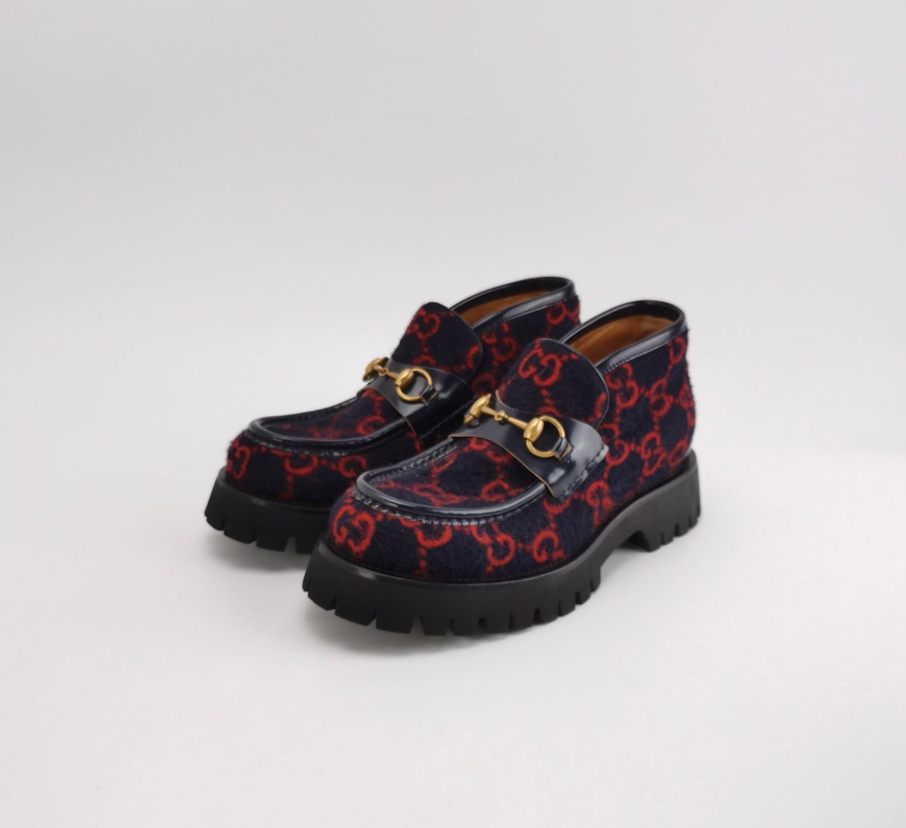 GUCCI 1955 Horsebit and Bee Accent GG Jacquard Shoes