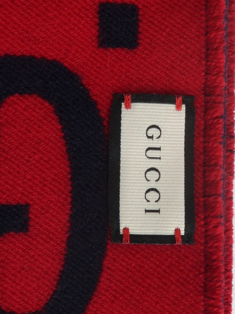 GUCCI GG Jacquard Wool Silk Scarf