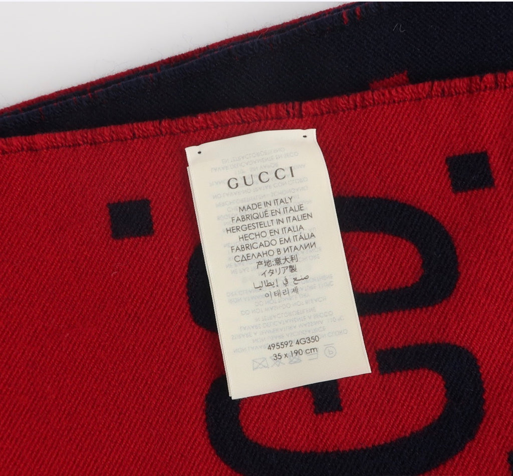 GUCCI GG Jacquard Wool Silk Scarf