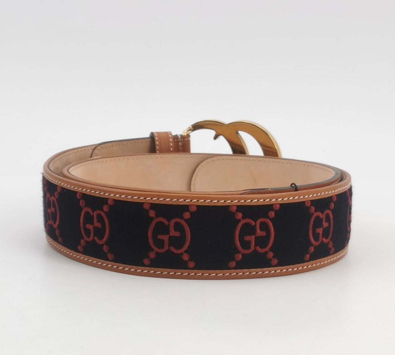 GUCCI GG Buckle Leather Jacquard Belt