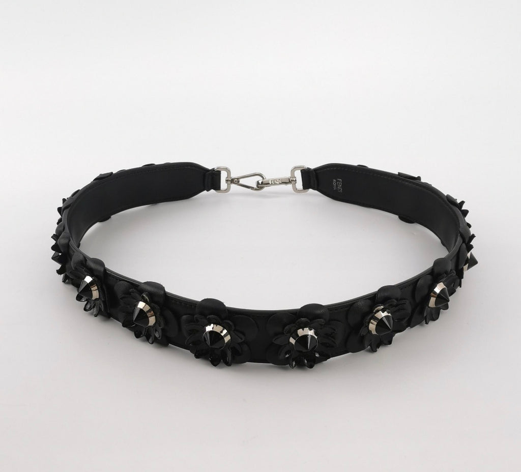 FENDI Vitello Dolce Flowerland Studded Shoulder Strap