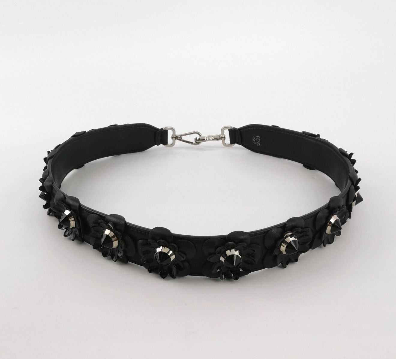 FENDI Vitello Dolce Flowerland Studded Shoulder Strap